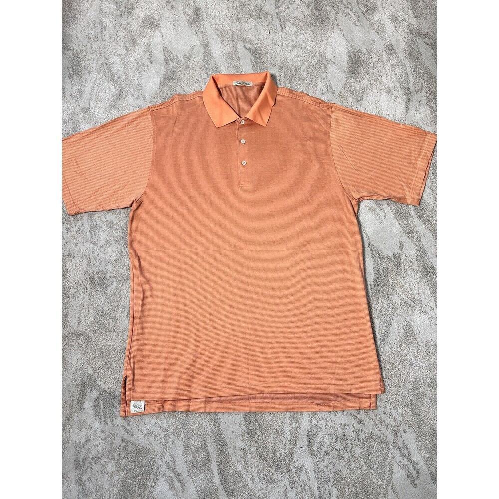 Vintage Peter‎ Millar Men's Orange Waffle Print Short Sleeve Polo Golf Shirt XL